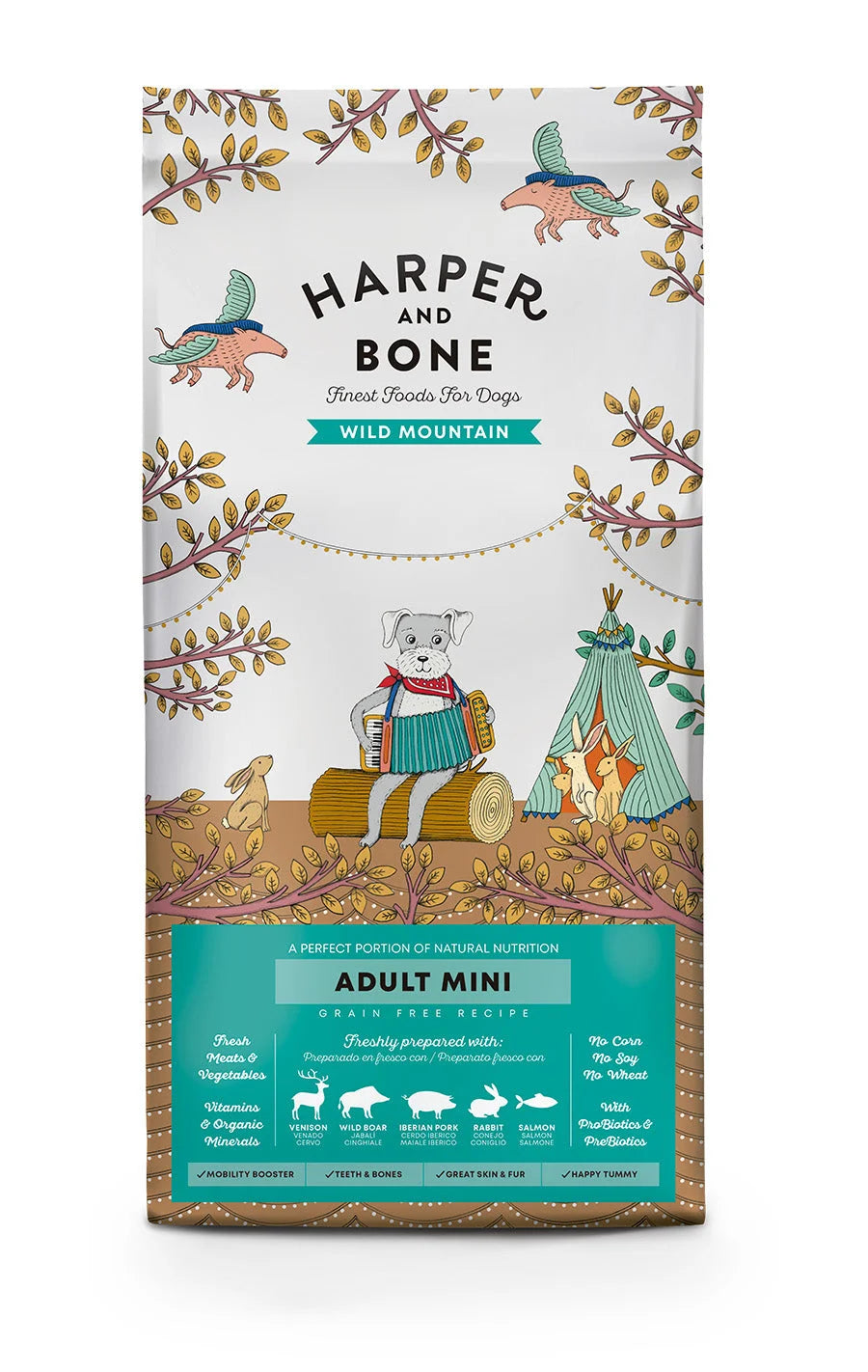 Harper & Bone - Adult mini - Wild mountain - Cervo, cinghiale, maiale, coniglio e salmone