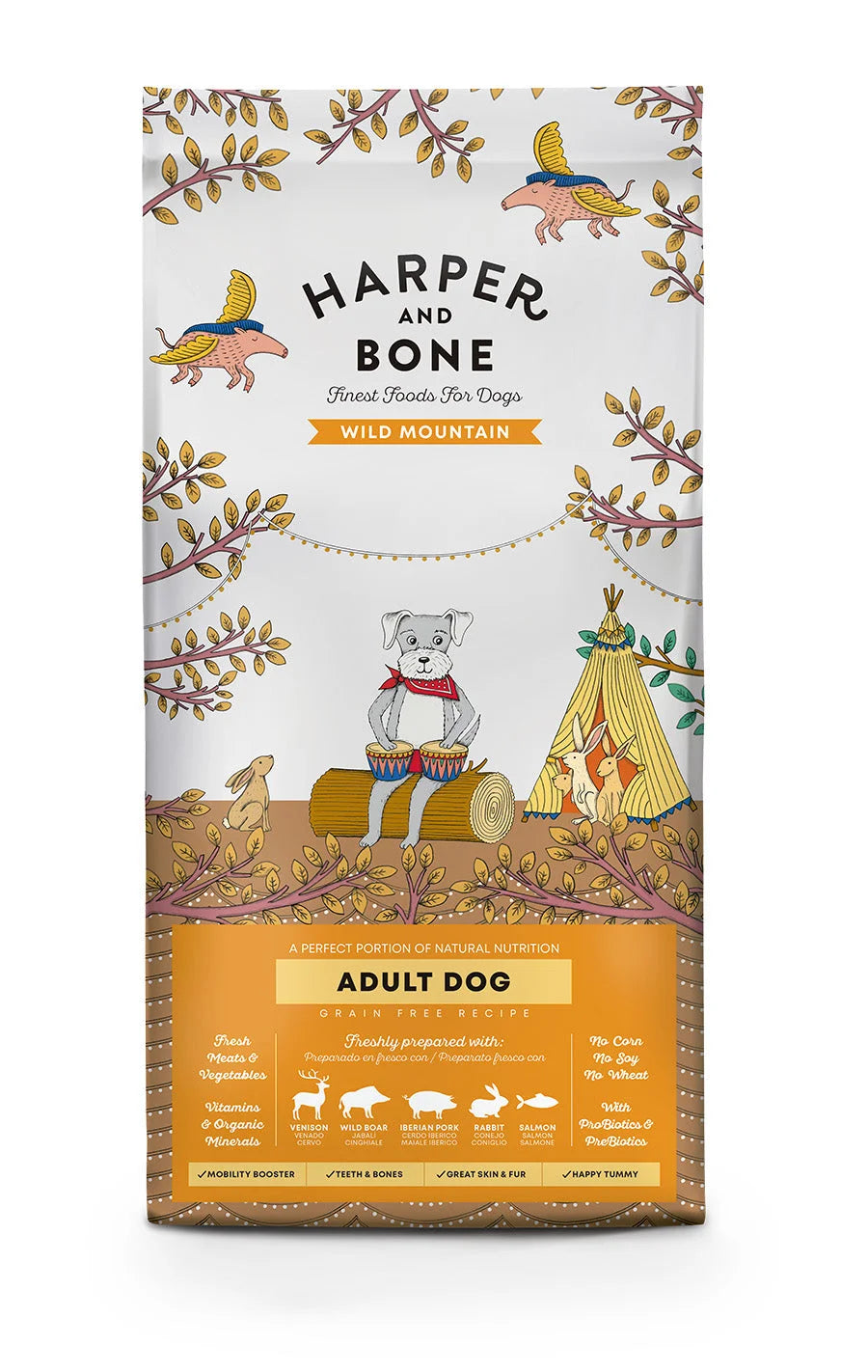 Harper & Bone - Adult dog - Wild mountain - Cervo, cinghiale, maiale, coniglio e salmone